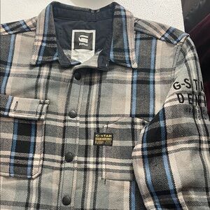 G-Star Blue and Black Plaid Casual Button Down Shirt